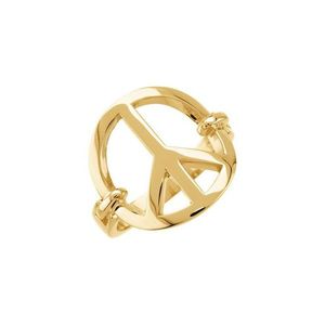 Anillo con Símbolo de Paz en Oro Rosa y Chapado en Oro de 18K, Corte Princesa Moderno y Elegante con Incrustaciones, Ideal para Regalo - Product Image 1