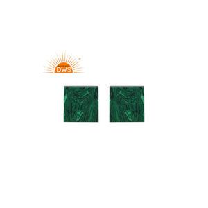 ต่างหูสตั๊ดอัญมณีมาลาไคต์ธรรมชาติชุบทองเงินสเตอร์ลิงต่างหูสตั๊ดดีไซน์สี่เหลี่ยมเครื่องประดับแบบละเอียด - Product Image 1