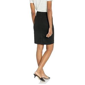 Femmes été décontracté genou Mini coton Denim jupe lavé Slim Fit bouton décoration taille naturelle avec ourlet de poche - Product Image 6