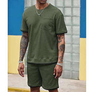 สินค้าใหม่ชุดออกกําลังกายชุดลําลองผู้ชายชุดสั้น 2023 ฤดูร้อนผู้ชายแขนสั้นเสื้อยืดและกางเกงขาสั้นชุด - Product Image 5