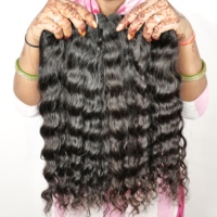 100% vente en gros vendeur vierge brut naturel noir couleur ondulé non traité temple indien extensions de cheveux humains
