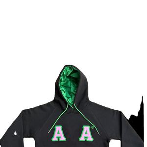 Sudadera con Capucha Bordada con Doble Costura de la Letra Griega Alpha Kapa Alpha (AKA) con Forro de Satén de Seda - Product Image 3
