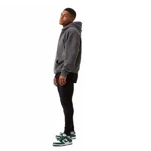 Sweat à capuche en molleton 100% coton lourd pour homme, imprimé personnalisé, avec poche, broderie, jogging d'hiver, surdimensionné, XS - Product Image 5