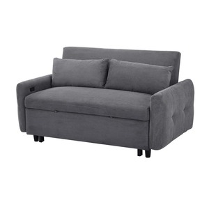 Canapé-lit convertible OVS 57.48 pouces avec ports USB, en velours côtelé gris foncé - Product Image 3