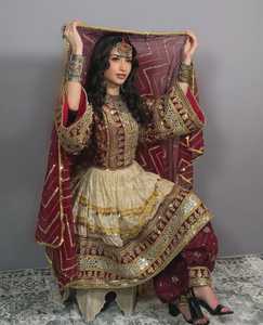 ชุดเดรส Afghan kuchi สำหรับงานแต่งงานของผู้หญิงสไตล์เรียบง่ายมีซิปกระดุมตกแต่งซักได้ - Product Image 3