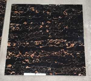 Carreaux de porcelaine émaillés polis hautement brillants 600x600mm Carreaux de sol en marbre de haute qualité couleur foncée - Product Image 3