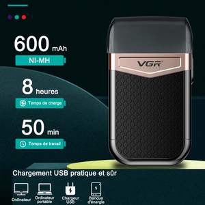 Afeitadora Eléctrica de Viaje Recargable por USB para Hombre, Maquinilla de Afeitar Portátil de Doble Lámina con Batería de Larga Duración y Doble Cuchilla - Product Image 4