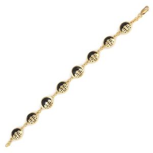 Pulsera de Plata de Ley 925 con Piedra de Ónix Negra Redonda en Engaste de Bisel con Patrón de Tulipán para Regalo - Product Image 2