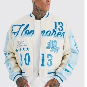 แจ็คเก็ตเบสบอลหนังผู้ชายแจ็คเก็ตทีมโรงเรียนอักษรสำหรับฤดูหนาวและฤดูใบไม้ร่วงสไตล์วินเทจผลิตตามสั่ง - Product Image 1