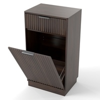 Armoire à déchets inclinable Walnut de 10 gallons, armoire de rangement pour poubelle dissimulée à texture ondulée pour cuisine, salle de bain, petit espace