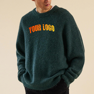 Vente en gros de chandails en mohair de qualité supérieure pour hommes, pull à manches longues et col rond surdimensionné pour hommes, pull décontracté en mohair pour hommes - Product Image 1