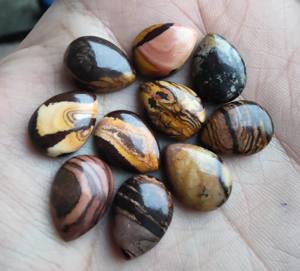 Venta al por mayor Shivoham Jewels Natural Biggs Jasper Teardrop Pear Cut Cabochon Green Flat Back Piedras preciosas calibradas US Origin Tallas - Product Image 2
