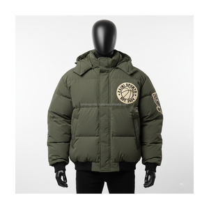 Veste bouffante pour hommes de qualité supérieure Tissu polyester Manteau d'hiver vert olive Veste bouffante avec logo personnalisé et conception de broderie pour hommes - Product Image 1