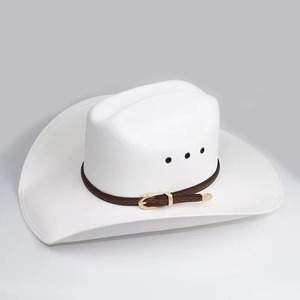 2023 Unisex verano Western Jazz sombrero de vaquero tejido a mano conjunto duro transpirable con circunferencia ajustable para escenarios Casuales - Product Image 5