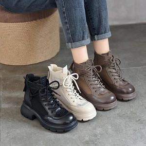 Bottes hautes pour femmes, bottes d'hiver en cuir tendance avec talon épais pour les fêtes, le bureau et les occasions décontractées quotidiennes - Product Image 2