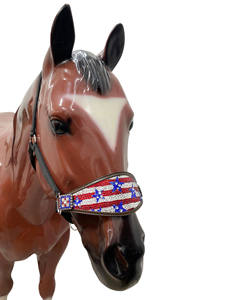 OEM Western Horse Bronc Halter Argentina Cuir Rhinestone Décoré USA Drapeau Design Personnalisé SS Fitting Conchos Entièrement Réglable - Product Image 5