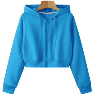 Wholesale Autumn Women Hoodies Pockets Crop Sport <b>Jacket</b> Female Fitness Yoga Shirt Top <b>Workout</b> Hoodies - Product Image 1