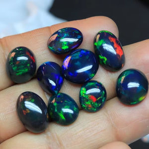 Magnifique éthiopien noir opale pierre précieuse Welo brillant arc-en-ciel Flashy opale gemmes mélange forme éthiopien noir opale Cabochon cadeau pour elle - Product Image 5