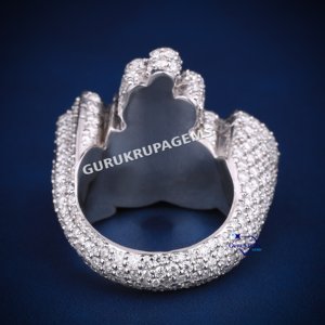 แหวนฮิปฮอปสุดพิเศษสำหรับผู้ชายใน925สเตอร์ลิงเงินประดับเพชรเม็ดเดี่ยวสีสดใสและบาแกตต์ตัดเพชร VVS - Product Image 5