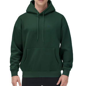 Basics 100% coton polaire à capuche pour hommes surdimensionné à manches longues athlétique sweat lourd hiver respirant poche - Product Image 4