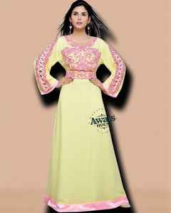 Caftán Abaya Tradicional Islámico para Mujer, Talla Grande, Ligero, para Bodas, Largo hasta el Suelo, Manga Larga, Hecho a Mano, de Tafetán - Product Image 1