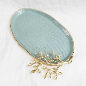 Venta caliente plato de metal pulido diseño único bandeja para servir frutas y dulces para bodas fiestas para hoteles restaurantes - Product Image 6