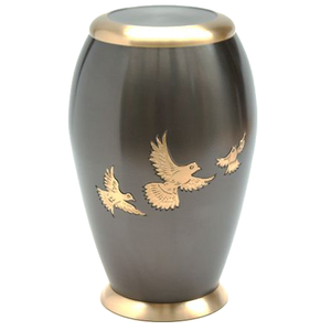 Urnes de crémation pour adultes en laiton de haute qualité avec oiseaux rentrant à la maison urnes funéraires en métal fini or et brun pour cendres humaines - Product Image 6