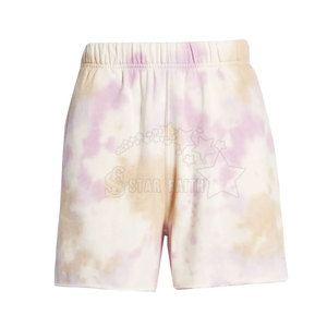 Pantalones cortos de alta calidad para mujer Mezcla de algodón transpirable Elegante Tie Dye Print Pantalones cortos de uso diario para el verano - Product Image 1