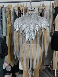 Handmade Vintage Flapper Party Shawl Wraps with Sequin Beaded <b>Bolero</b> Embroidery Cape for Evening Bridal Cover Ups <b>Fur</b> Shawls - Product Image 2