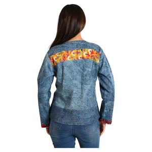 Chaqueta Vaquera de Mezclilla Tejida Regular con Estilo para Mujer, Bordado de Espejo, Diseño Vintage, Ecológica, Transpirable, de Algodón, Teñida e Impresa para Invierno - Product Image 6