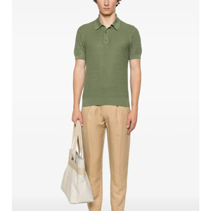 Chemise formelle pour homme de haute qualité, vert olive, manches courtes, 100% coton, brodée, vintage, haut d'été pour la plage, boutons, tricot - Product Image 4