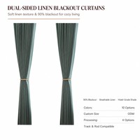 Rideau Jacquard Double Face en Coton-Lin Occultant (70-90) pour Fenêtre en Baie, Style INS, pour Salon et Chambre à Coucher