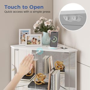 Vitrina Esquinera Moderna Blanca con Luces LED, Exhibidor de Vidrio Templado para Coleccionables y Figuras de Acción - Product Image 5