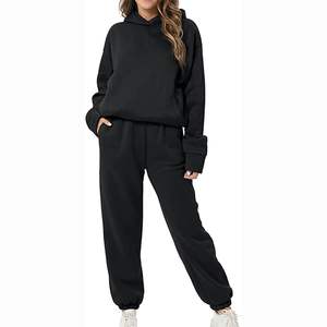 Combinaisons de Jogging pour femmes de couleur noire, survêtements en tissu polaire de haute qualité avec Logo de marque personnalisé, Offre Spéciale - Product Image 4