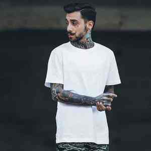 T-shirt pour homme en coton 100% de haute qualité, logo personnalisé, tissu doux et confortable, impression lourde - Product Image 2