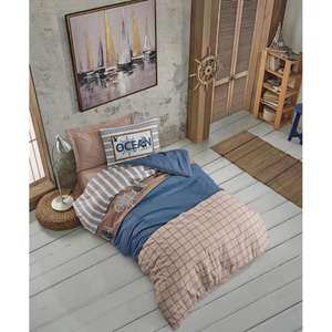 Cotton Box Junior Ranforce Single Ocean <b>Navy</b> Blue <b>Duvet</b> <b>Cover</b> <b>Set</b> - Product Image 1