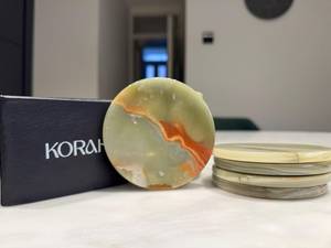 Ensemble de sous-verres en marbre d'onyx vert, faits à la main, en pierre naturelle, porte-gobelets, décoration de luxe pour la maison - Product Image 4