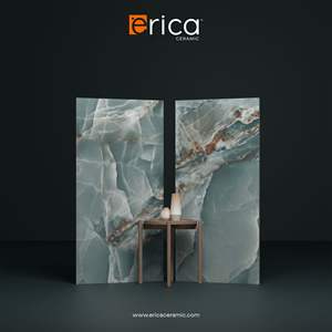 ELENE verde alto brillo 600x1200 MM porcelana inspirada en ónix azulejo para interiores de lujo supermercado Villa centro comercial paredes interiores - Product Image 2