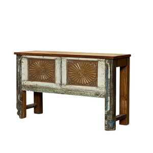 Mesa Consola Tallada a Mano, Mueble de Madera Sólida de Lujo y Elegante para Sala de Estar, Dormitorio, Entrada o Villa, con Espejo - Product Image 1