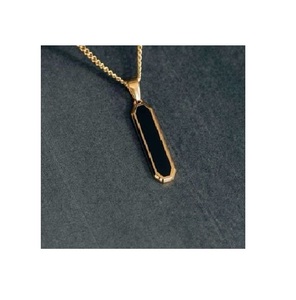 Joyería de moda, collar de gama alta para hombre, collar de piedra de ojo de tigre de acero inoxidable chapado en oro, collar de piedra Natural geométrica de ágata negra - Product Image 1