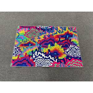 Tapis imprimé psychédélique - Décoration moderne, colorée et personnalisée, tapis fin non tissé - Product Image 1