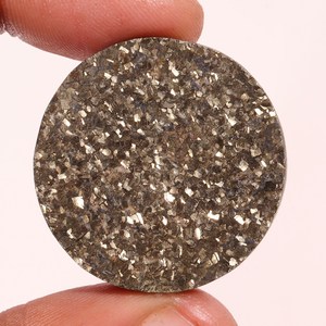 Excellente qualité supérieure pyrite naturelle Druzy forme ronde Cabochon pierre précieuse en vrac pour la fabrication de bijoux 110.45 Ct 32X6 MM bijoux fantaisie - Product Image 2