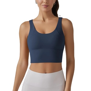 Nouveau soutien-gorge de sport pour femmes, col en V, dos nageur, doux comme un nuage, avec bonnets intégrés, haute élasticité, respirant, style fitness, yoga, trajets quotidiens - Product Image 1