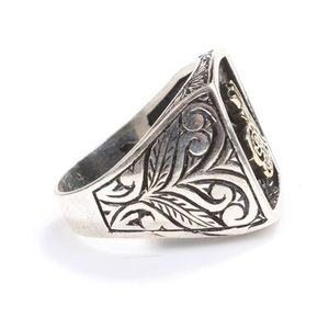 Men's Islamic 925 Sterling Silver <b>Ring</b> Ottoman Tughra Engraved Bezel Setting 2cm Cultural Collectible Jewelry Historical Value - Product Image 3