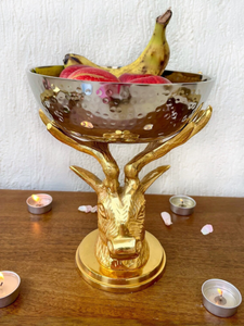 Gold deer head base with <b>silver</b> <b>bowl</b> fancy wedding table decor fruits dessert dry fruits serving <b>bowls</b> home kitchen dining table - Product Image 6
