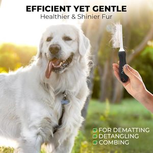 Peine Metálico Simple para Perros y Gatos, para Desenredar y Eliminar el Pelo Muerto, con Dientes Largos y Cortos de Acero Inoxidable - Product Image 6