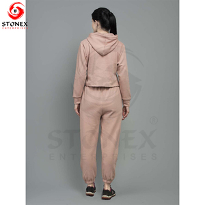 ชุดวอร์มผ้าฟลีซสำหรับผู้หญิงชุดวอร์มสองชิ้นสีพื้นพร้อมเชือกผูกแบบลำลองออกแบบมาสำหรับฤดูใบไม้ร่วง - Product Image 3