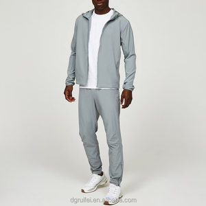 Ensemble deux pièces personnalisé sans marque pour hommes 100% veste en nylon coupe-vent de pluie survêtement de sport de course - Product Image 4
