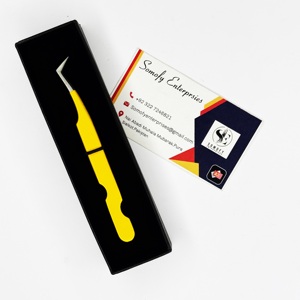 Professional Yellow Fiber Tip Eyelash Extension Tweezers Set Stainless Steel Sustainable with <b>Silver</b> Tip Durable High Quality - Product Image 1