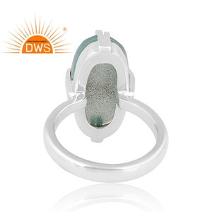 Anillo apilable de piedras preciosas de Calcedonia Aqua Natural de plata de ley oxidada de última tendencia, fabricante de joyería personalizada - Product Image 4